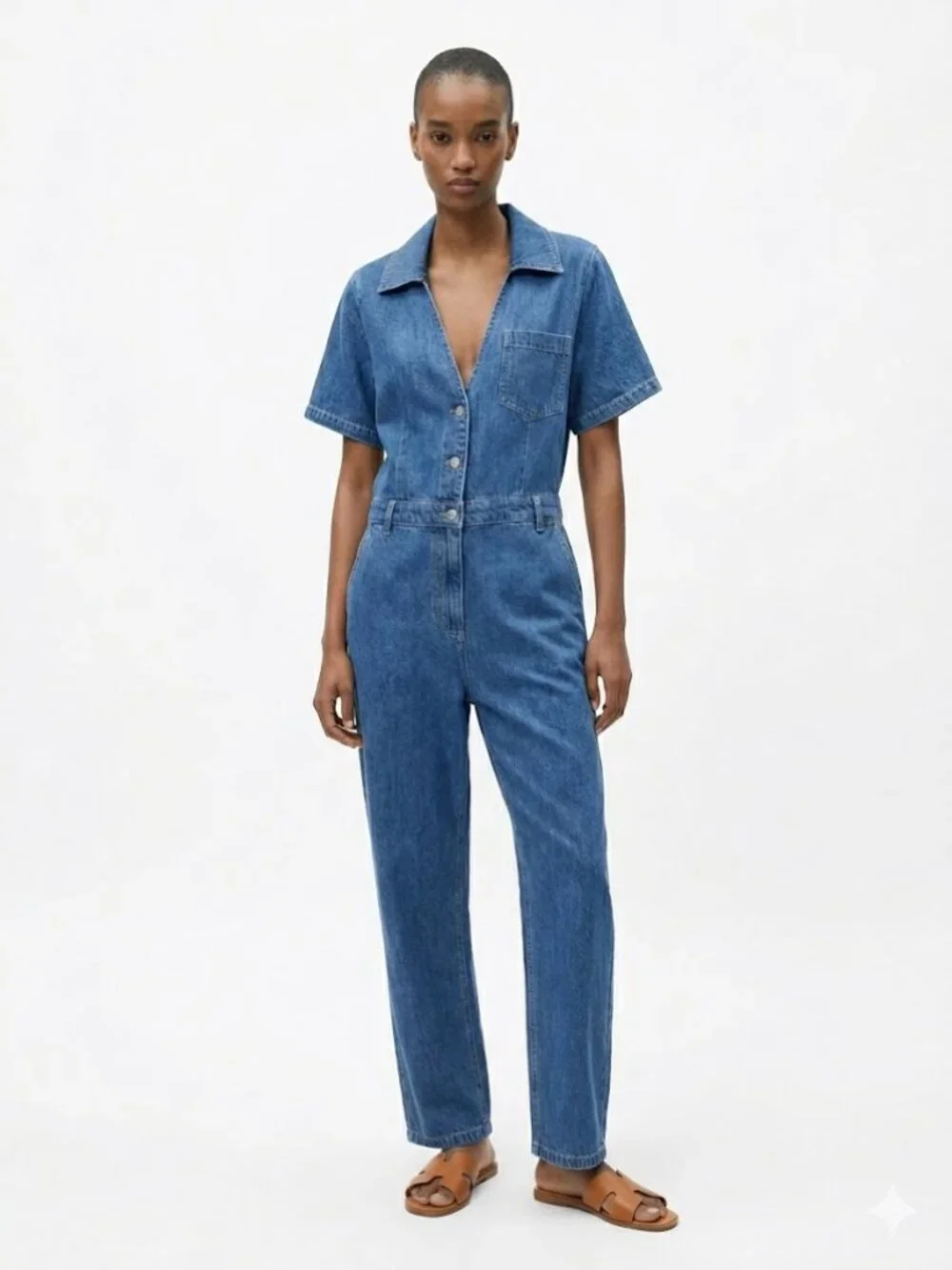 Zara Light Wash Denim Jumpsuit Size Medium